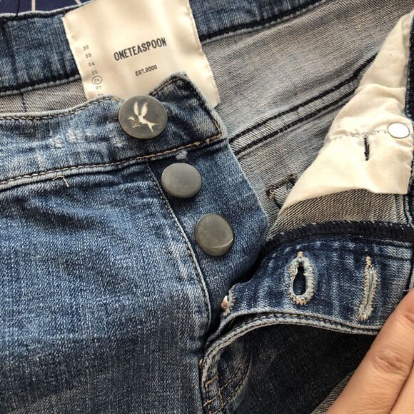 ONE TEASPOON Bandit Distressed Cut Off Jean Shorts Size 26 - Picture 11 of 14